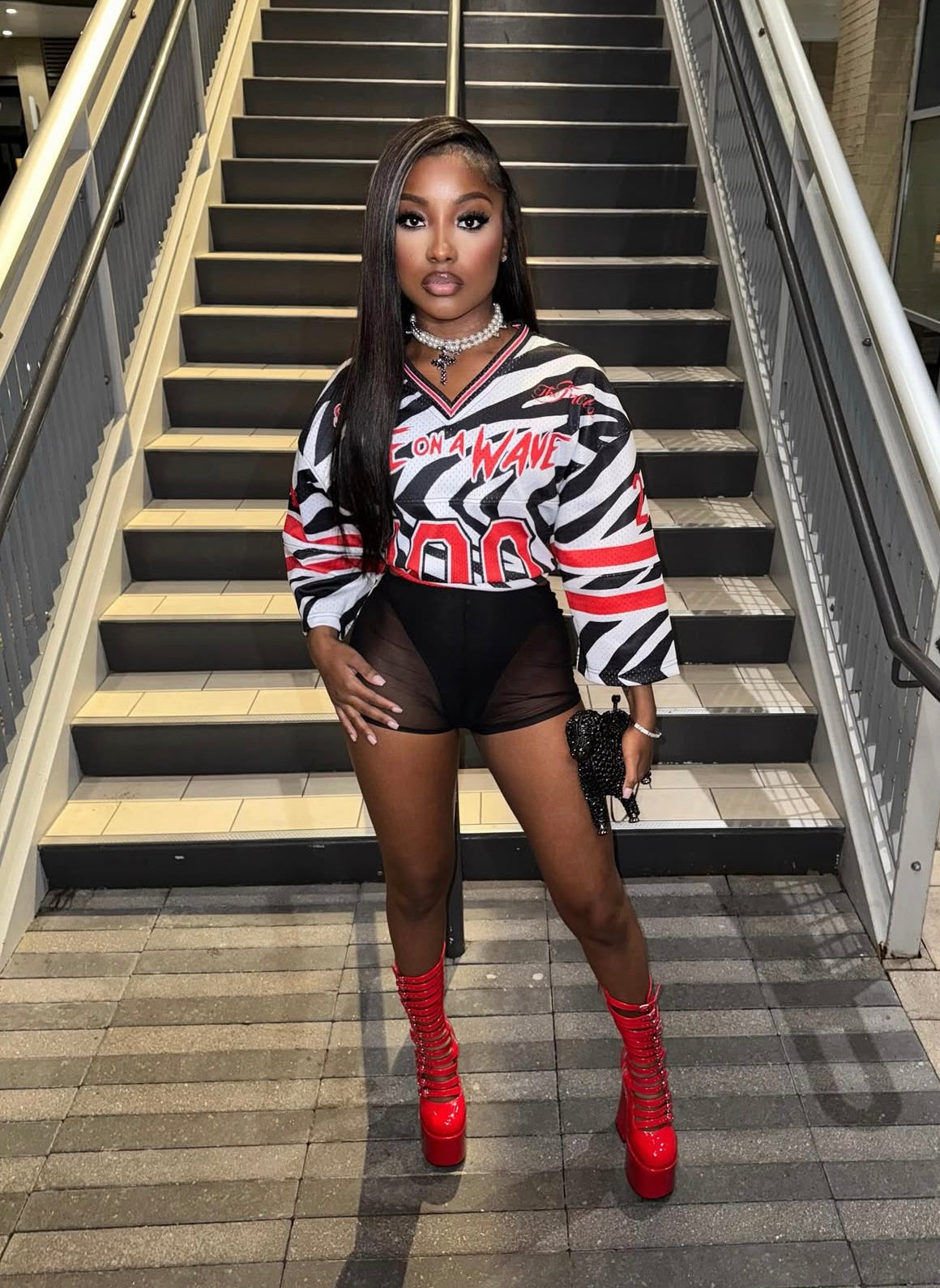 white/black Zebra Print Jersey