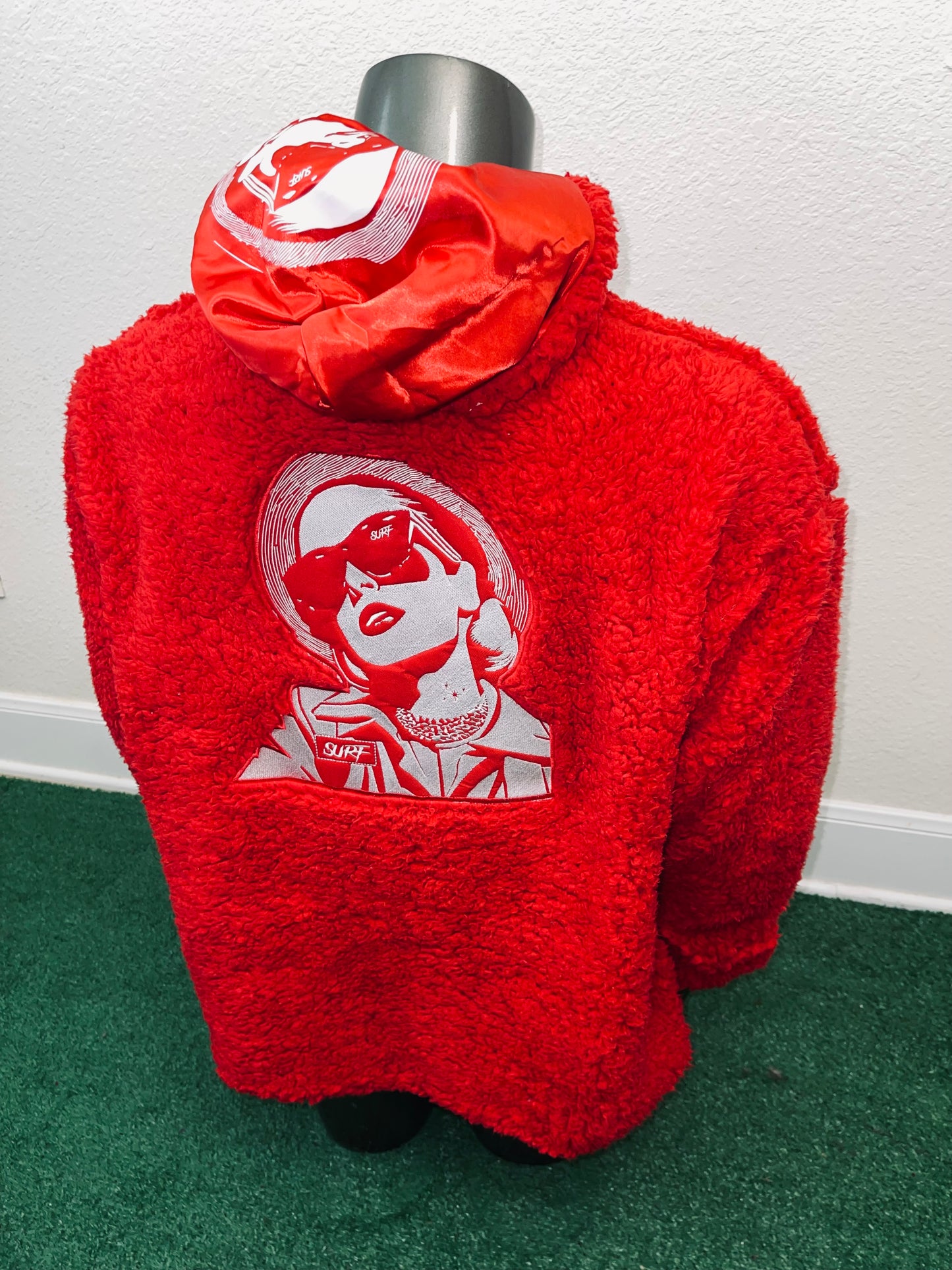 Red Crop Fluffy Hoodie