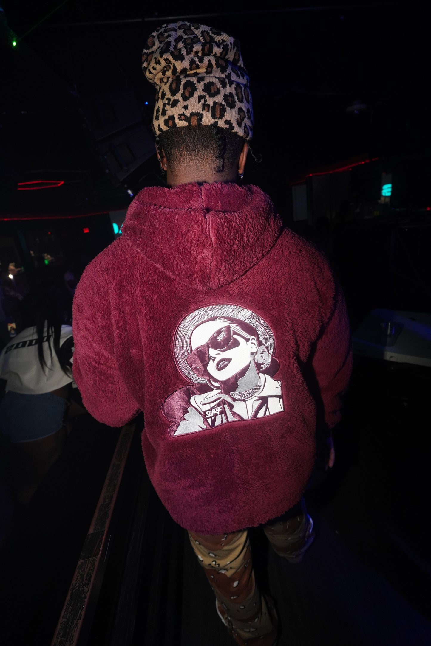 Burgundy Crop Fluffy Hoodie