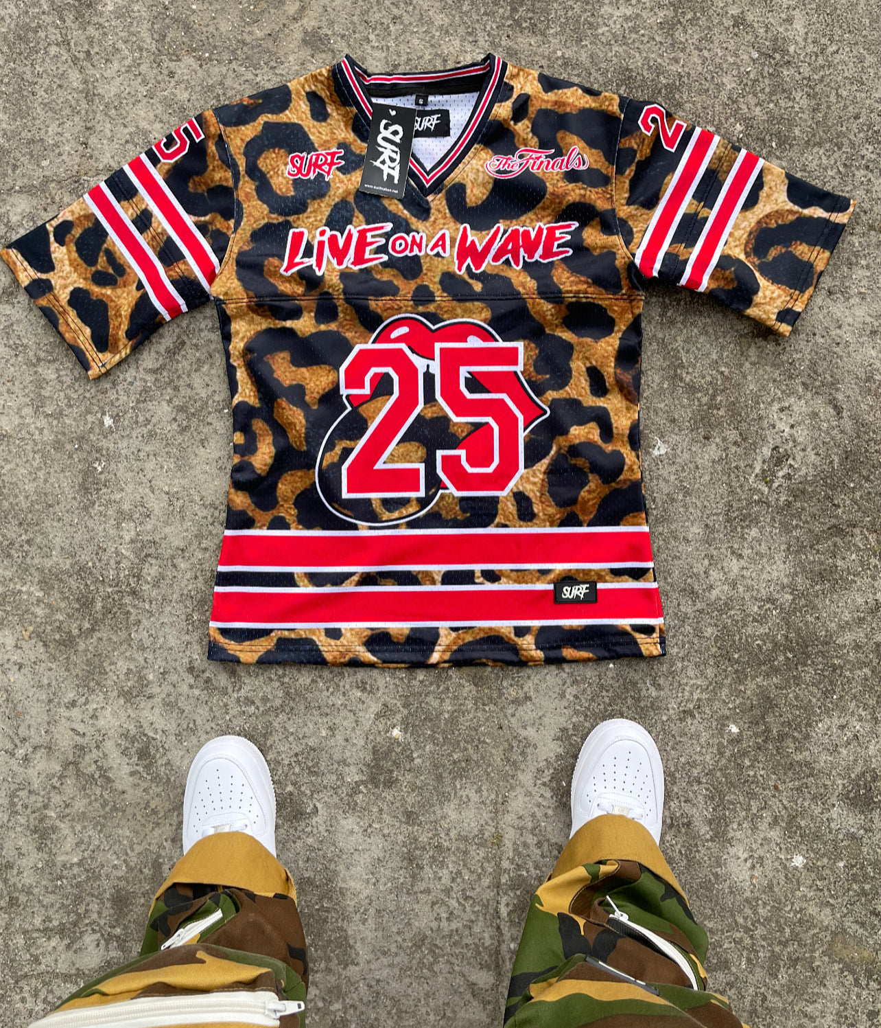 Red/Cheetah Leopard Print Jersey (reg slim Fit)