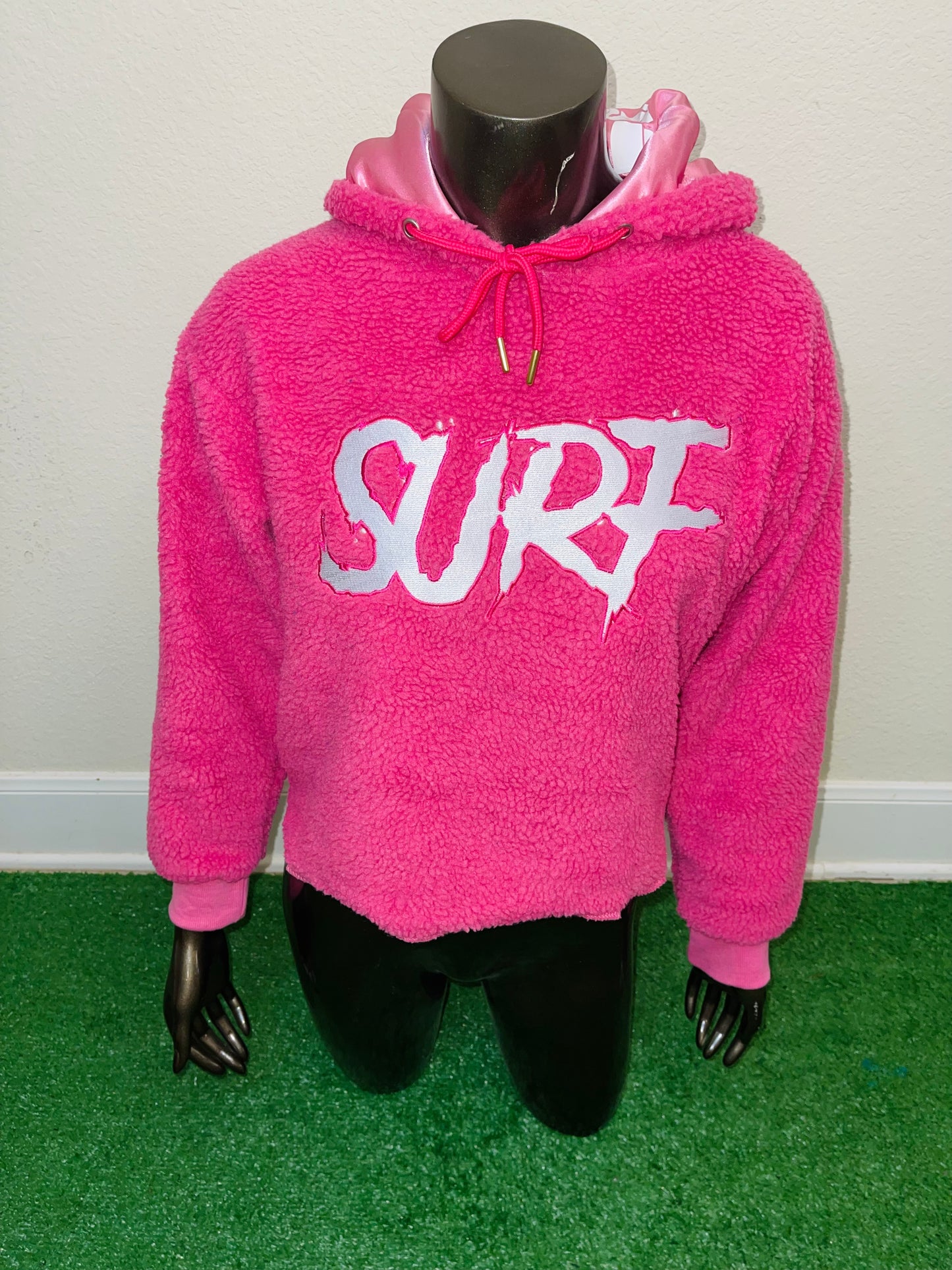 Pink Crop Fluffy Hoodie
