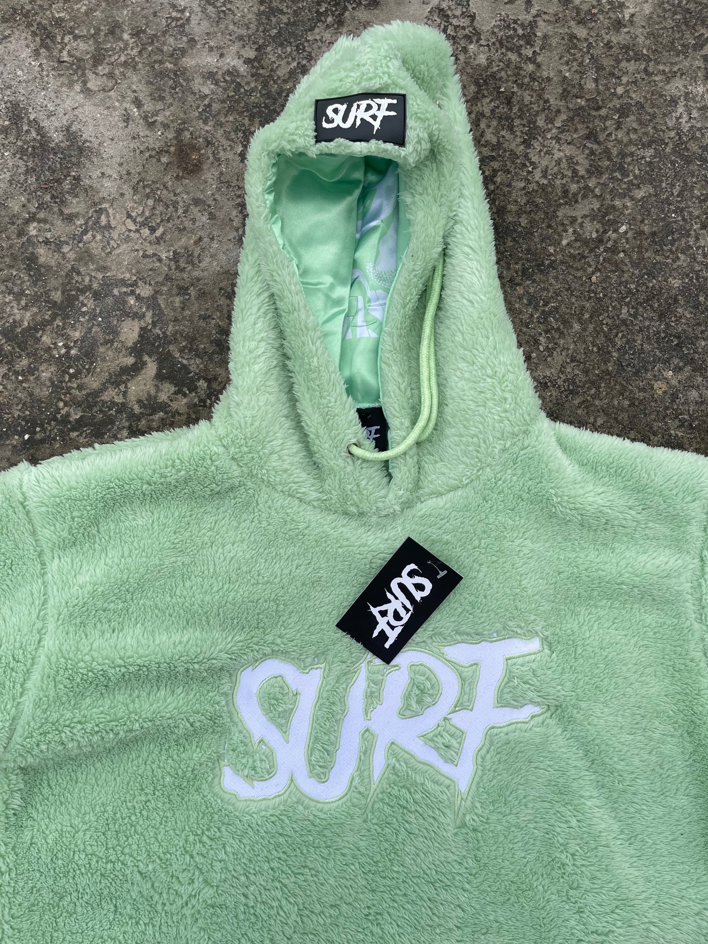 Mint Crop Fluffy Hoodie