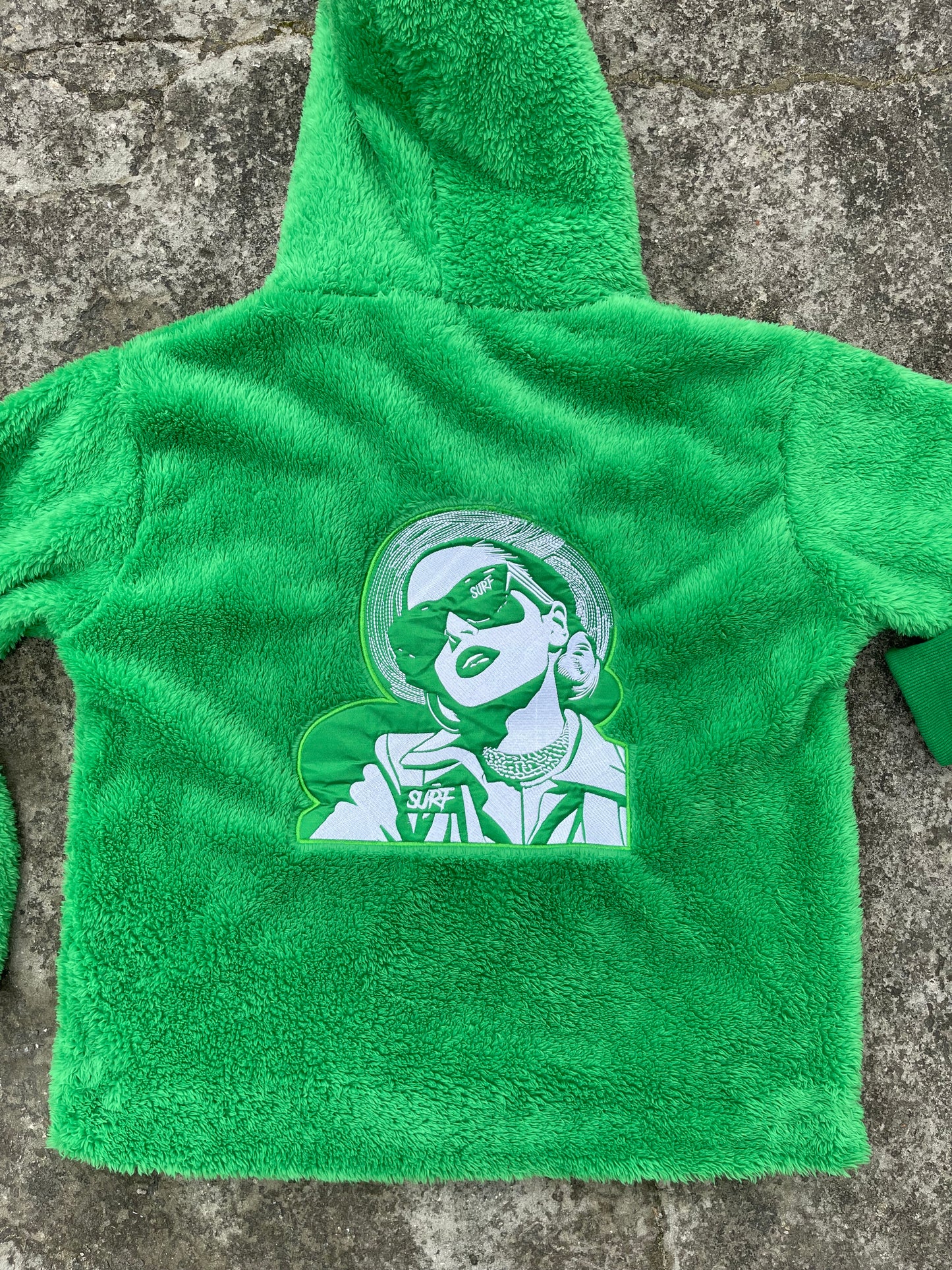 Green Crop Fluffy Hoodie