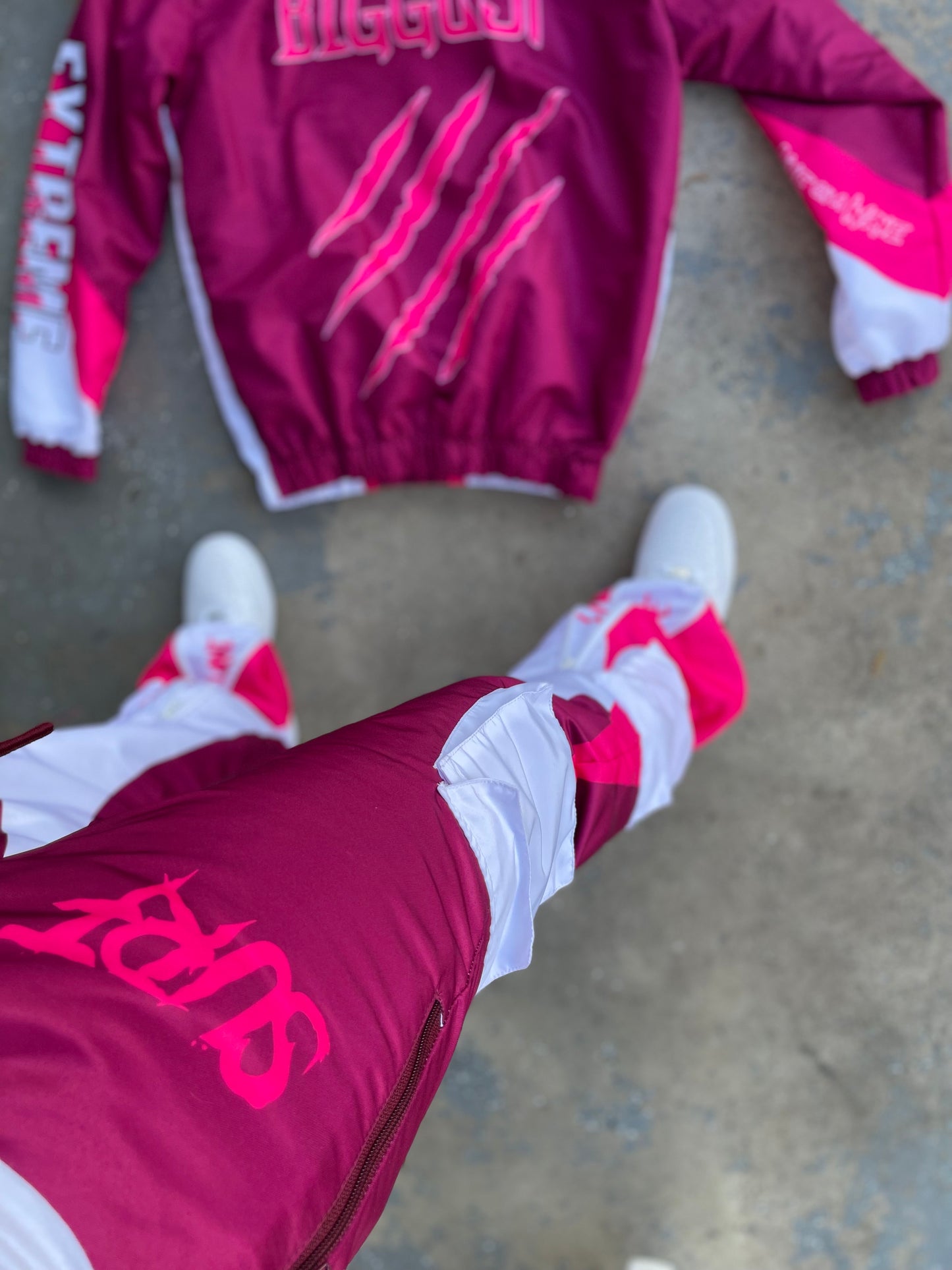 Burgundy/Pink Tracksuit