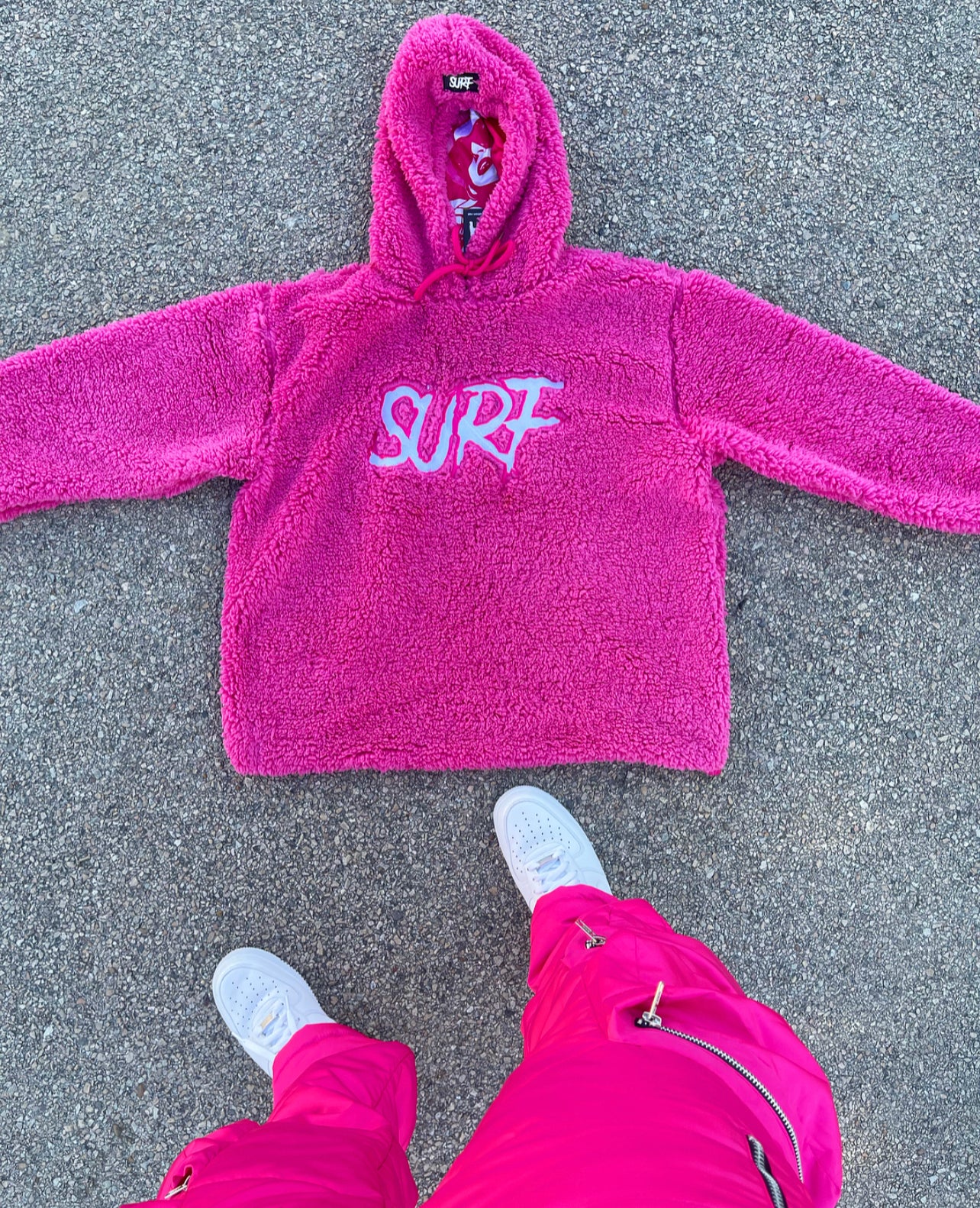 Pink Crop Fluffy Hoodie