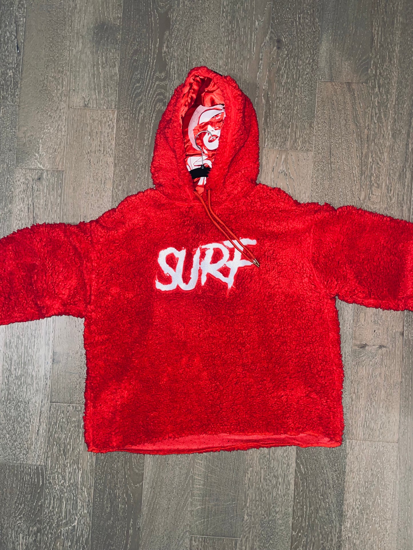 Red Crop Fluffy Hoodie