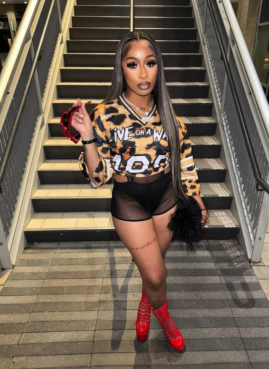 #NEW Leopard Print Box Cut Crop Jersey