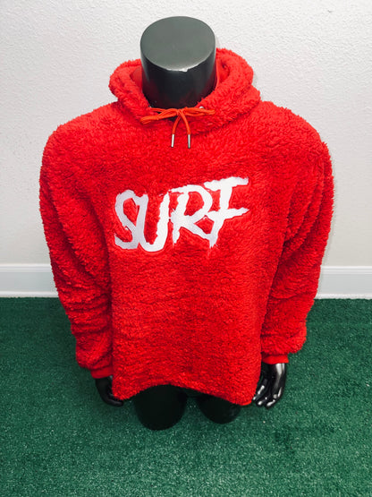 Red Crop Fluffy Hoodie