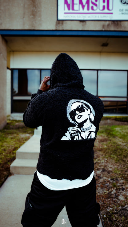 Black Crop Fluffy Hoodie
