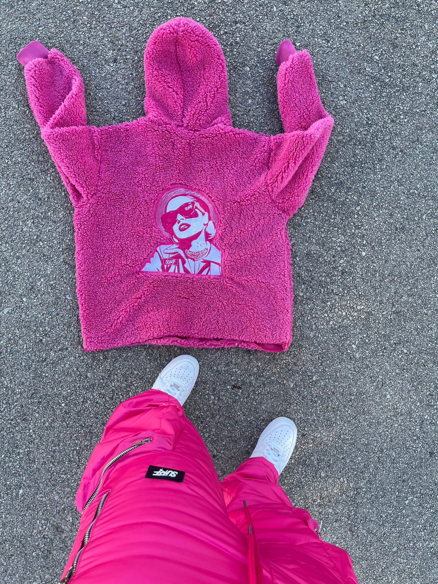 Pink Crop Fluffy Hoodie