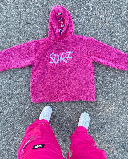 Pink Crop Fluffy Hoodie