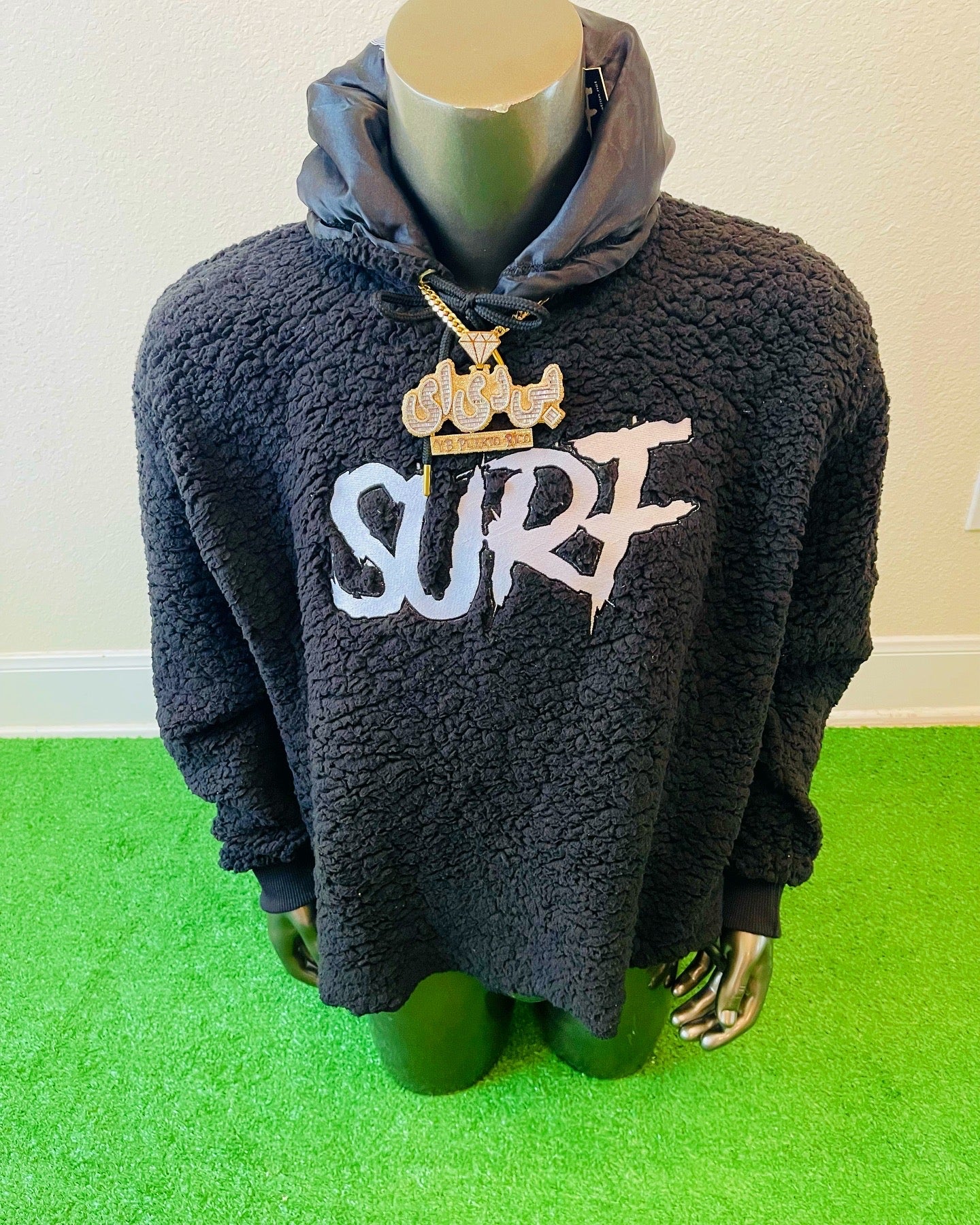 Black Crop Fluffy Hoodie