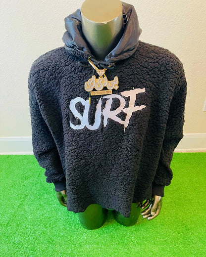 Black Crop Fluffy Hoodie