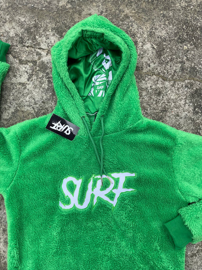 Green Crop Fluffy Hoodie
