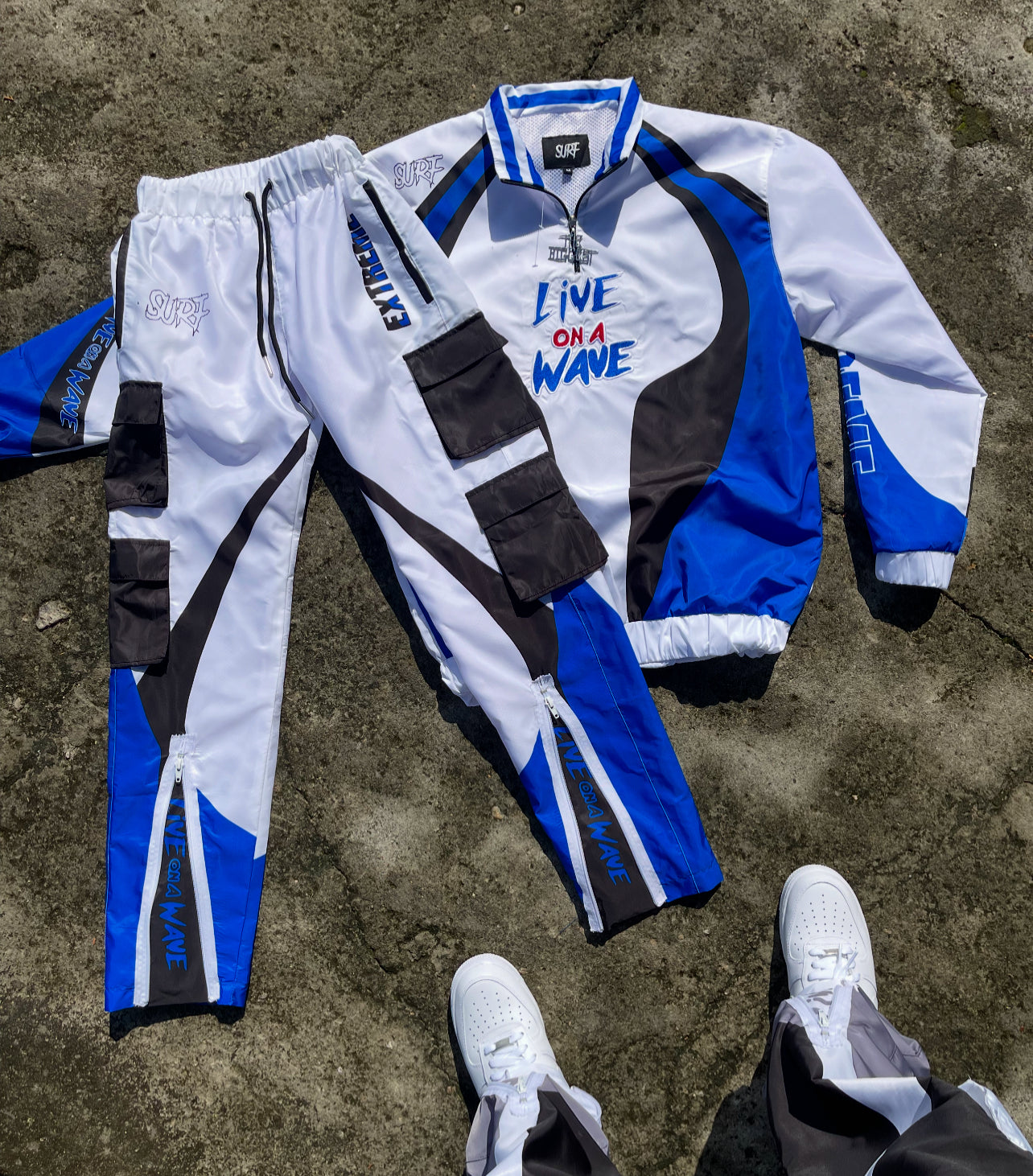 White/Royal Blue/Black Tracksuit Set