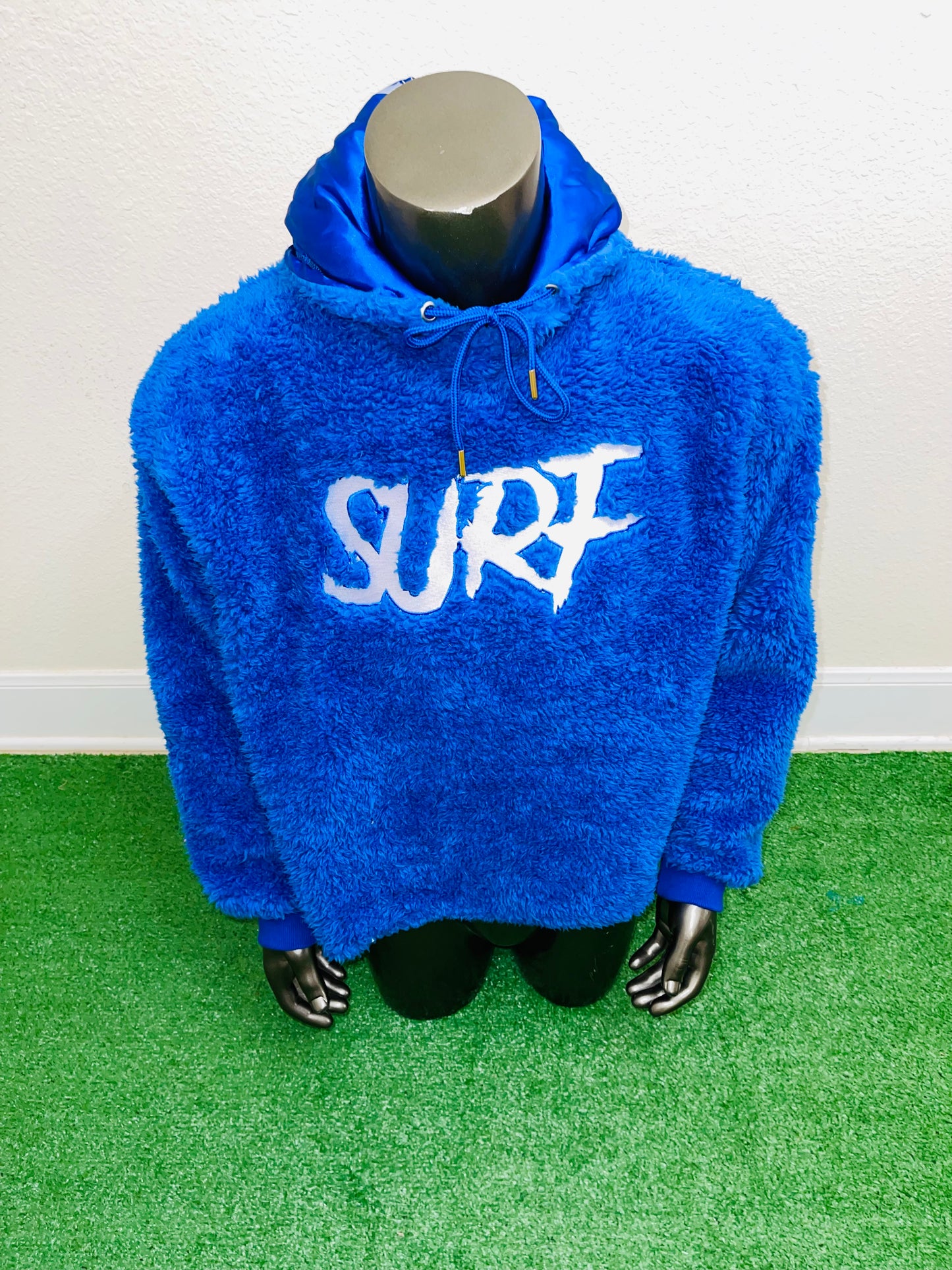 Blue Crop Fluffy Hoodie