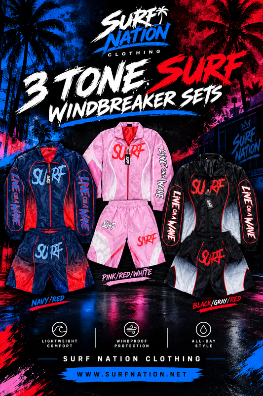 #NEW “3 Tone Surf” Windbreaker Short Set