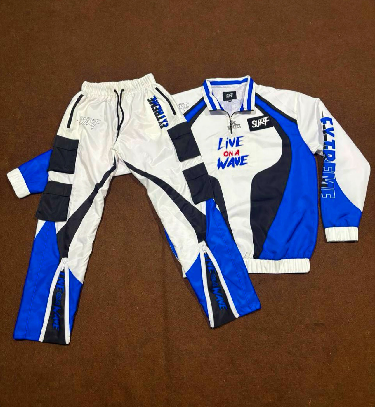 White/Royal Blue/Black Tracksuit Set