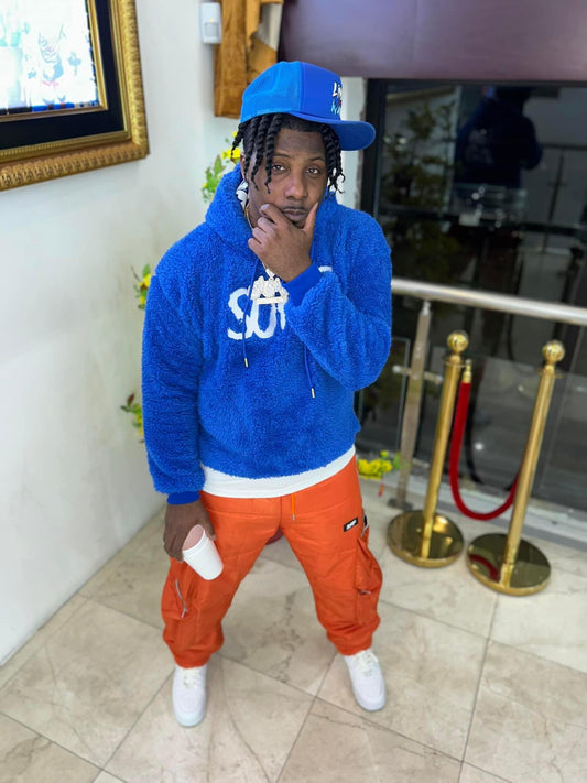 Blue Crop Fluffy Hoodie