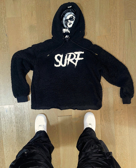 Black Crop Fluffy Hoodie