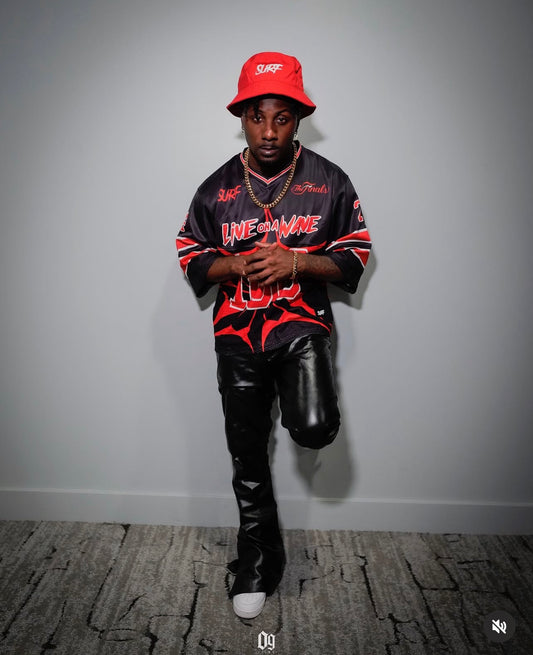 Black/Red Box Cut Crop jersey