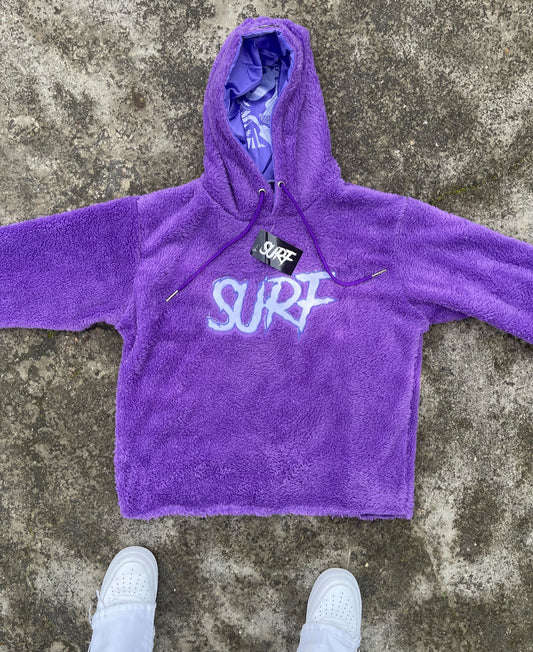 Purple Crop Fluffy Hoodie
