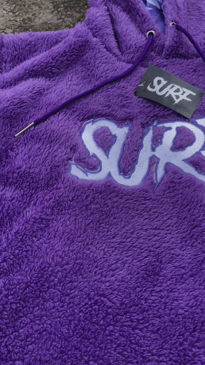 Purple Crop Fluffy Hoodie