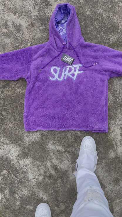 Purple Crop Fluffy Hoodie