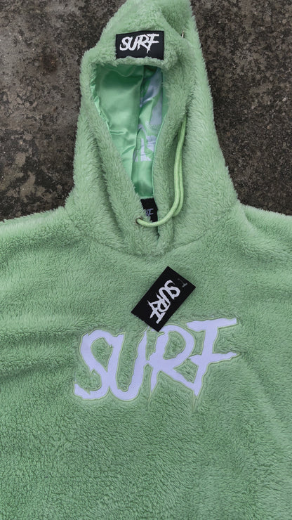Mint Crop Fluffy Hoodie
