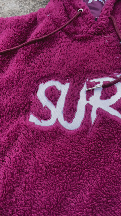 Burgundy Crop Fluffy Hoodie