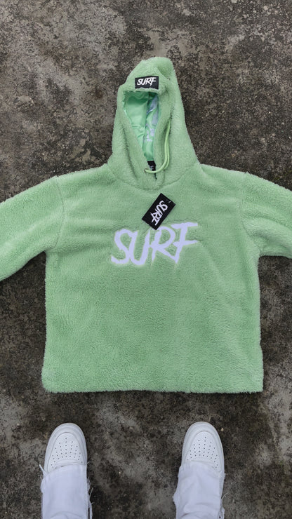 Mint Crop Fluffy Hoodie
